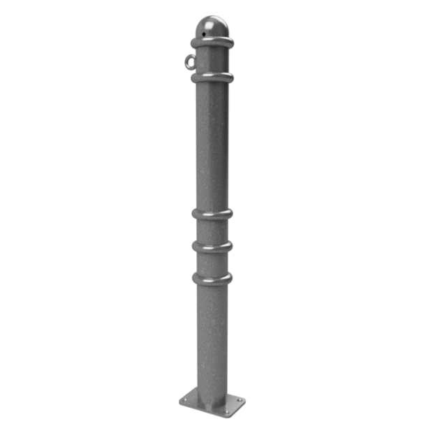 Ornamental bollard | Series 479B | � 76 mm | stationary, to be fixed by plugswith base plate 100 x 150 mm | without lock | with 1 eyelet